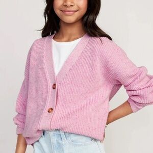 Old Navy Pink Knit Cardigan Size 10 Large Girls Kids Shaker Stitch Pinkadelie